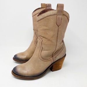 SAM EDELMAN Nile Short Cowboy Booties 7.5 Leather
